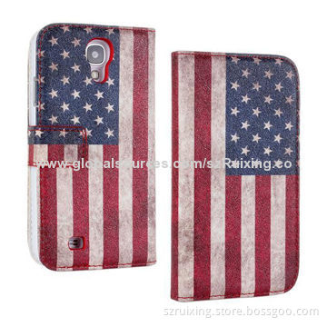 New 2-in-1 PU Leather Phone Case for Samsung Galaxy S4, with US Flag Image and Stand Function